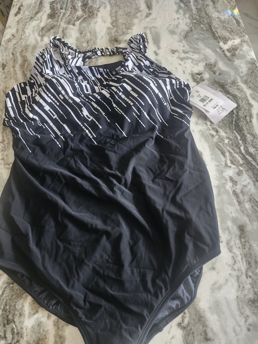 Delta Burke Black and White One-Piece Swimsuit